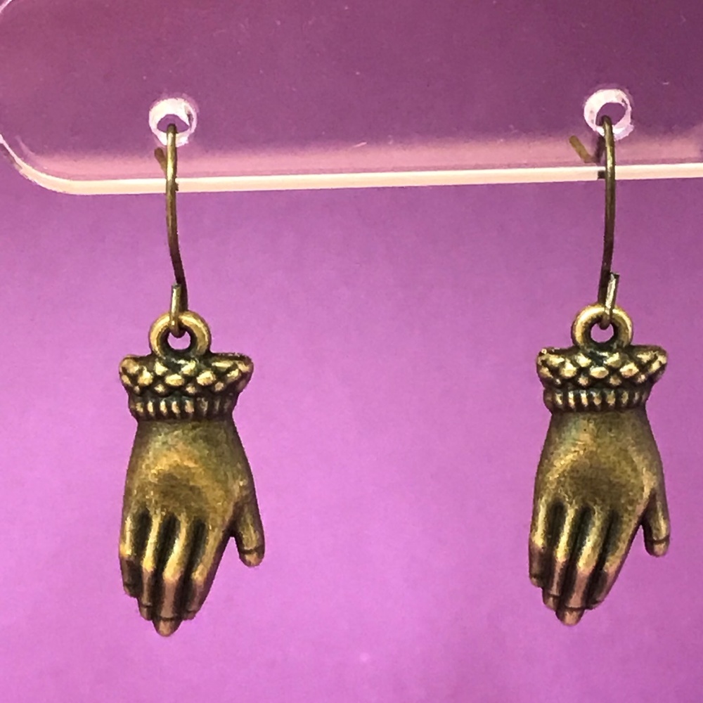 Hands Bronze Tone Pierced Earrings 0265
